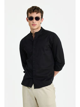 Snitch - Black Cotton Solid/Plain Full Sleeves Shirt