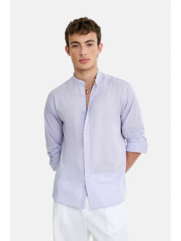 Snitch - Lavender Cotton Solid/Plain Full Sleeves Shirt
