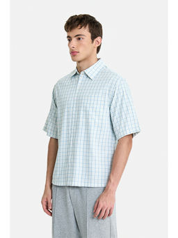 Snitch - Blue Polyester Blend Checks Half Sleeves Shirt