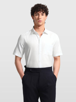 Arrow - White Cotton Solid/Plain Half Sleeves Shirt