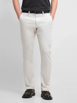 Arrow - White Solid Slim Fit Cotton Men Trouser