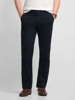 Arrow - Navy Blue Solid Slim Fit Cotton Men Trouser