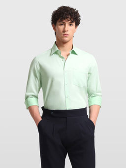 Arrow - Green Cotton Solid/Plain Full Sleeves Shirt