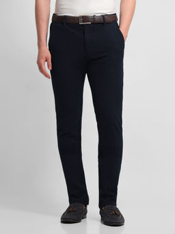 Arrow - Navy Blue Solid Slim Fit Twill Men Trouser
