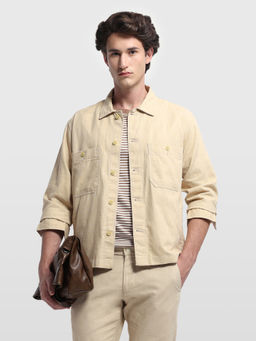Arrow Sports - Beige Cotton Solid/Plain Full Sleeves Shacket