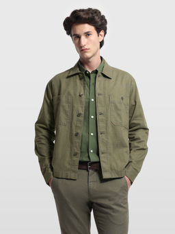 Arrow Sports - Green Cotton Solid/Plain Full Sleeves Shacket