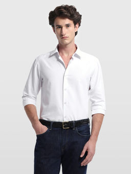 Arrow Sports - White Polyester Solid/Plain Full Sleeves Shirt