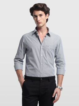 Arrow Sports - White Cotton Stripes Full Sleeves Shirt