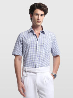 Arrow Sports - White Cotton Checks Half Sleeves Shirt