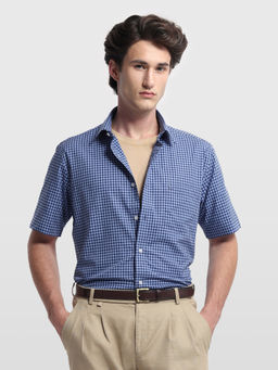 Arrow Sports - Blue Cotton Checks Half Sleeves Shirt