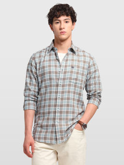 Arrow Sports - Teal Plaid Regular Fit Cotton Men Shirt