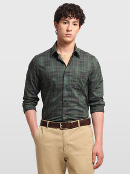 Arrow Sports - Green Cotton Checks Full Sleeves Shirt