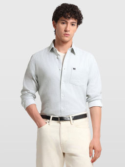 Arrow Sports - Light Green Geometric Regular Fit Linen Men Shirt