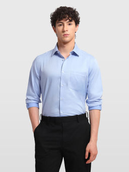 Arrow - Blue Cotton Solid/Plain Full Sleeves Shirt