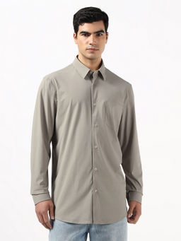Guess - Khaki Polyamide Solid/Plain Full Sleeves Shirt