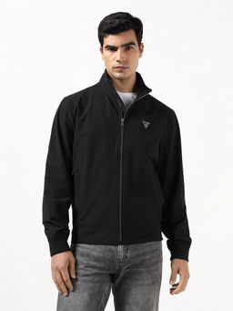 Guess - Technical Soft Shell Black Morning Solid Mock Neck Track Jacket