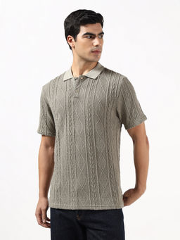 Guess - Olin Sage Plant Textured Knit Polo T-Shirt