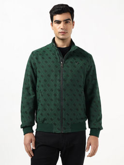 Guess - Men Jacquard Printed High Neck Polycotton Bomber Jacket