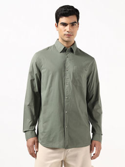 Guess - Green Pure Cotton Solid/Plain Full Sleeves Shirt