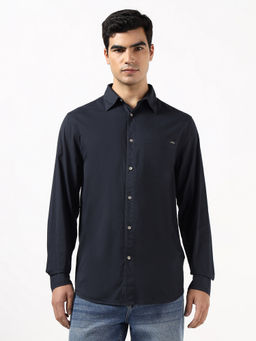 Guess - Blue Pure Cotton Solid/Plain Full Sleeves Shirt