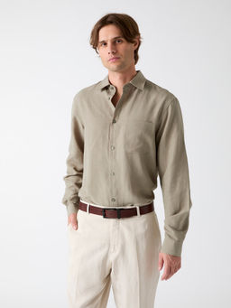 Guess - Green Lyocell Solid/Plain Full Sleeves Shirt