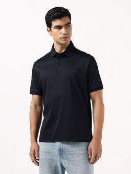 Guess - Mercerised Smart Blue Solid Pure Cotton Polo T-Shirt