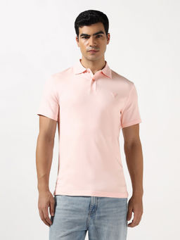Guess - Embossed Logo Blushed Bride Solid Cotton Polo T-Shirt