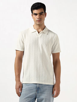 Guess - River Jacquard Knit Milky Textured Johny Collar T-Shirt