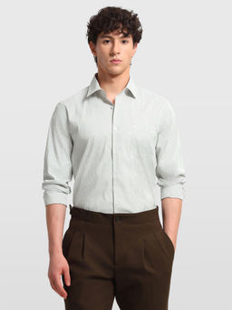 Arrow - White Polyester Stripes Full Sleeves Shirt