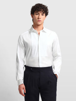 Arrow - White Cotton Solid/Plain Full Sleeves Shirt
