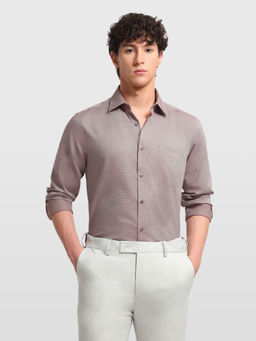 Arrow - Maroon Cotton Textured Full Sleeves Shirt