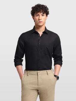 Arrow - Black Cotton Solid/Plain Full Sleeves Shirt