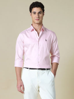 U.S. POLO ASSN. - Pink Cotton Solid/Plain Full Sleeves Shirt