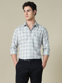 U.S. POLO ASSN. - White Cotton Checks Full Sleeves Shirt