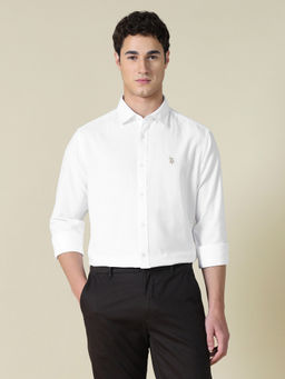 U.S. POLO ASSN. - White Cotton Embroidered Full Sleeves Shirt