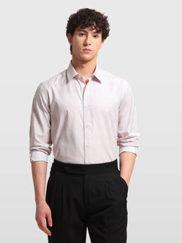 Arrow Newyork - Mauve Cotton Stripes Full Sleeves Shirt