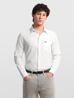 Arrow Sports - White Cotton Textured Full Sleeves Shirt