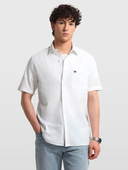 Arrow Sports - White Cotton Textured Half Sleeves Shirt