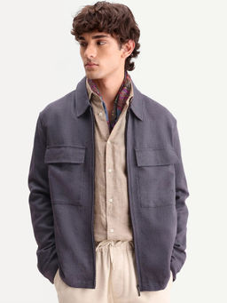 Rare Rabbit - Solid Dusky Purple Men Shacket