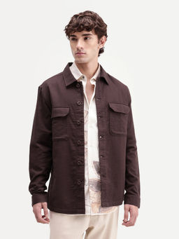 Rare Rabbit - Solid Dark Chocolate Brown Men Shacket