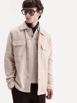 Rare Rabbit - Solid Off White Men Shacket