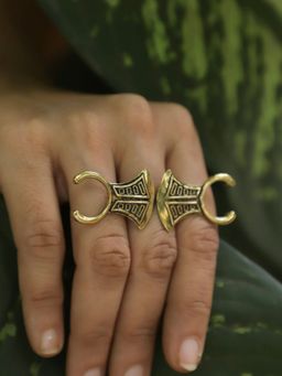 SOUL WORKS - Women Gold Brass Plated Bohemian Ring