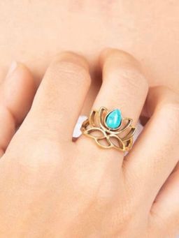 SOUL WORKS - Women Green Brass Plated Ring