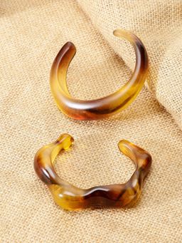 Niska - Rose Quartz Resin Brown Bangle (Pack of 2)