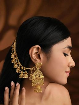 I Jewels - Gold-Plated Ghungroo Jhumka Ear Chain