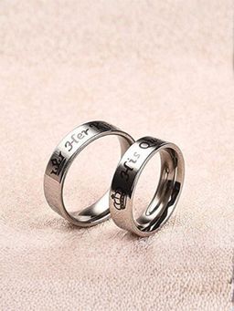 I Jewels - Platinum-Plated Adjustable Couple Ring (Pack of 2)