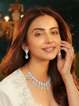 Accessher - Silver-Plated White Ad Choker Jewellery Set