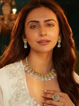 Accessher - Silver-Plated Yellow Ad Choker Jewellery Set