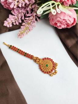 STILEADDA - Multicolour Gold Plated Goddess Laxmi Maang Tikka