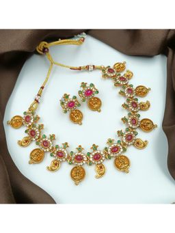 STILEADDA - Gold Plated Multicolour Goddess Jewellery Set